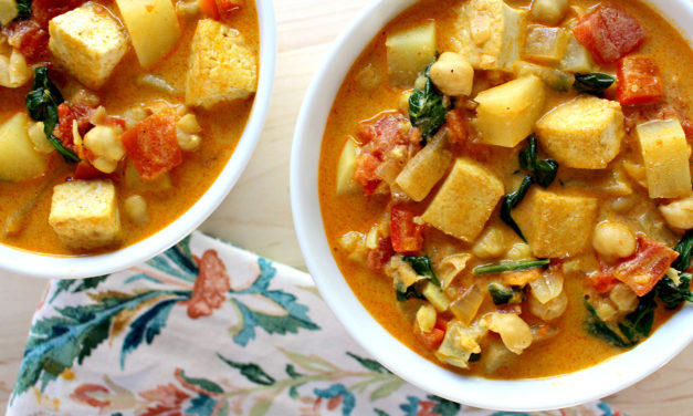 Spicy Chickpea Curry Stew with Veggies and Tofu